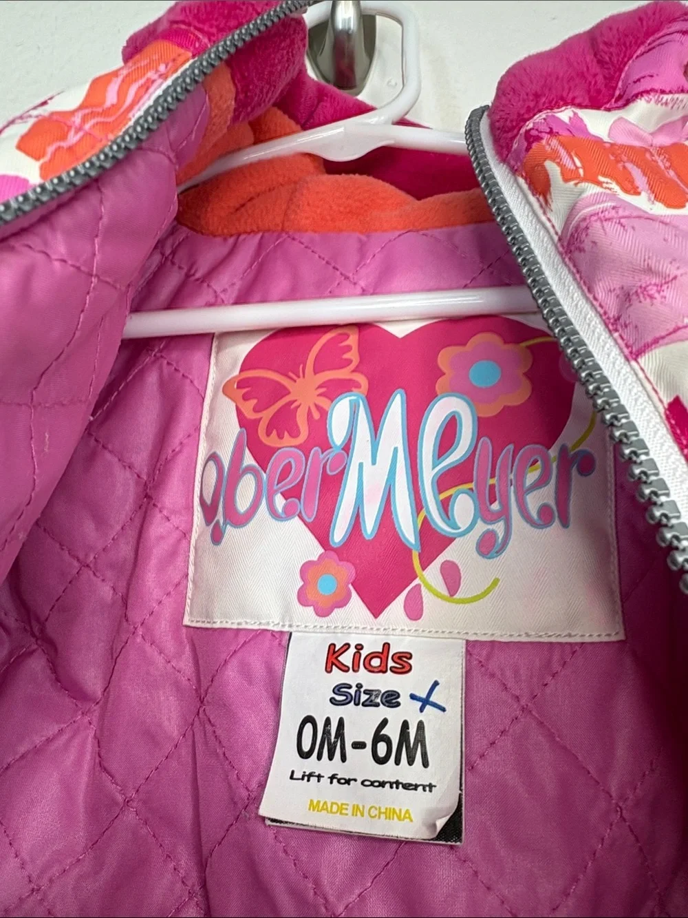 Obermeyer Belle Pink Pattern Full Zip Snow Jacket Kids Size 0M-6Months